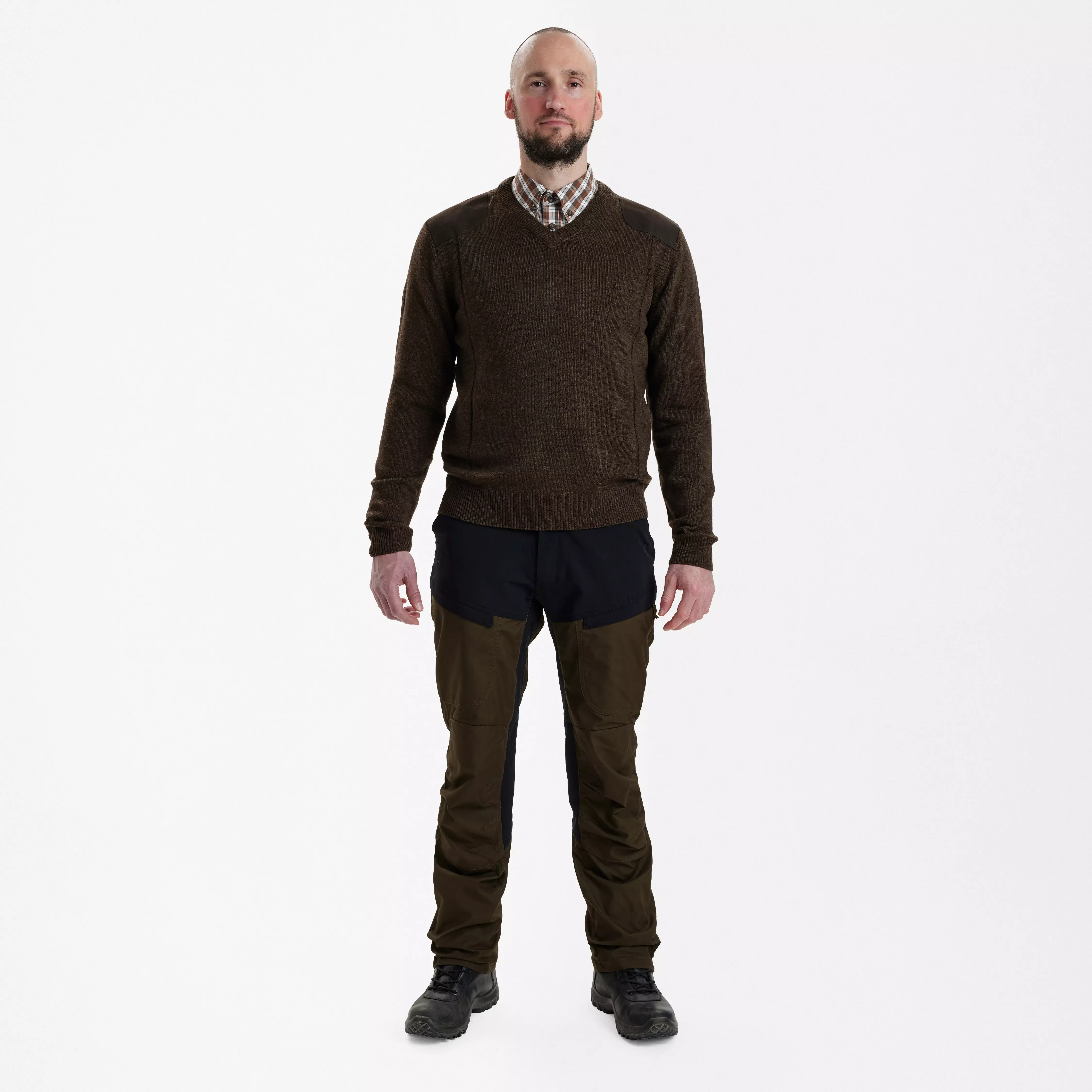 Sheffield Pullover mit V-Ausschnitt - Dark Elm