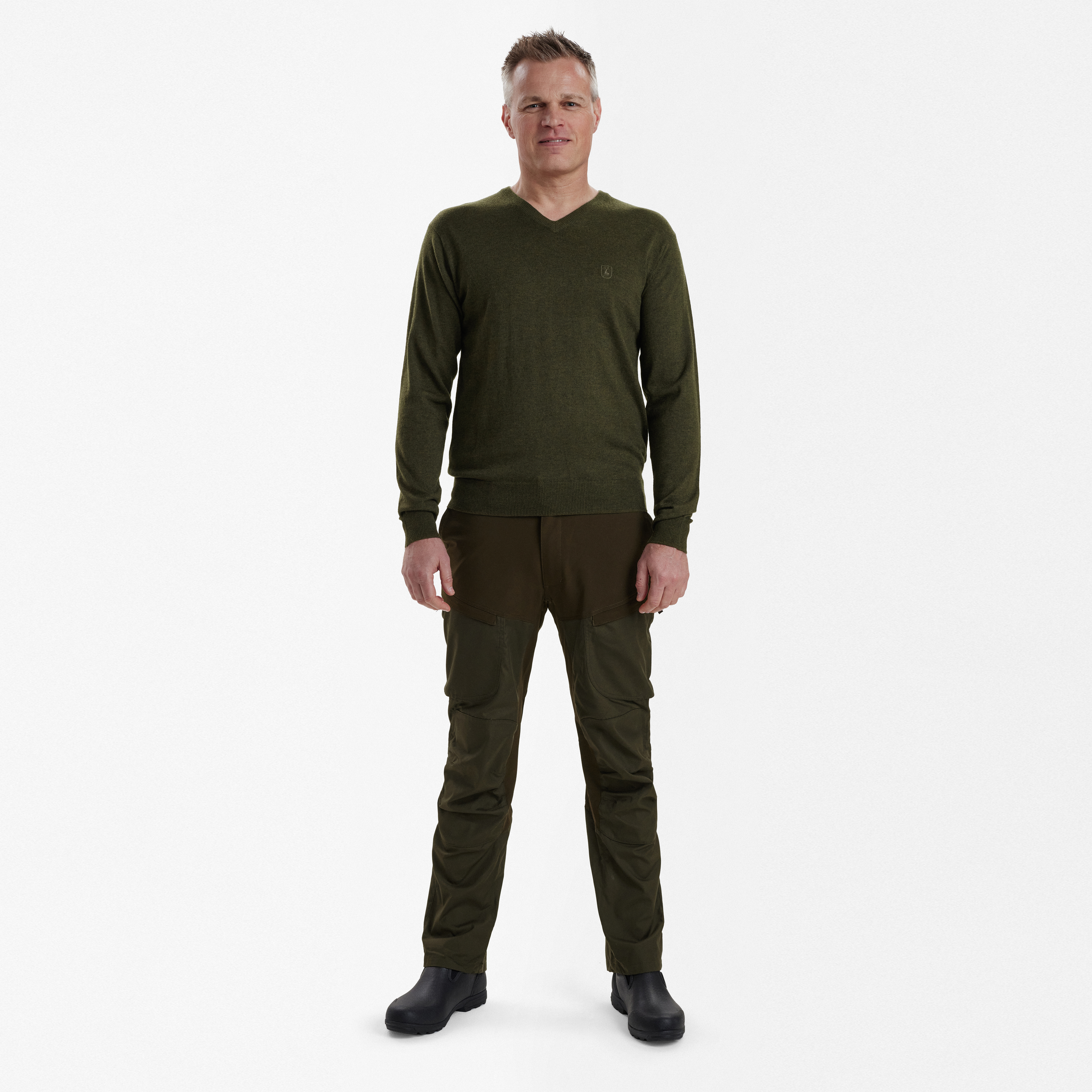 Kingston Pullover mit V-Ausschnitt - Green Melange