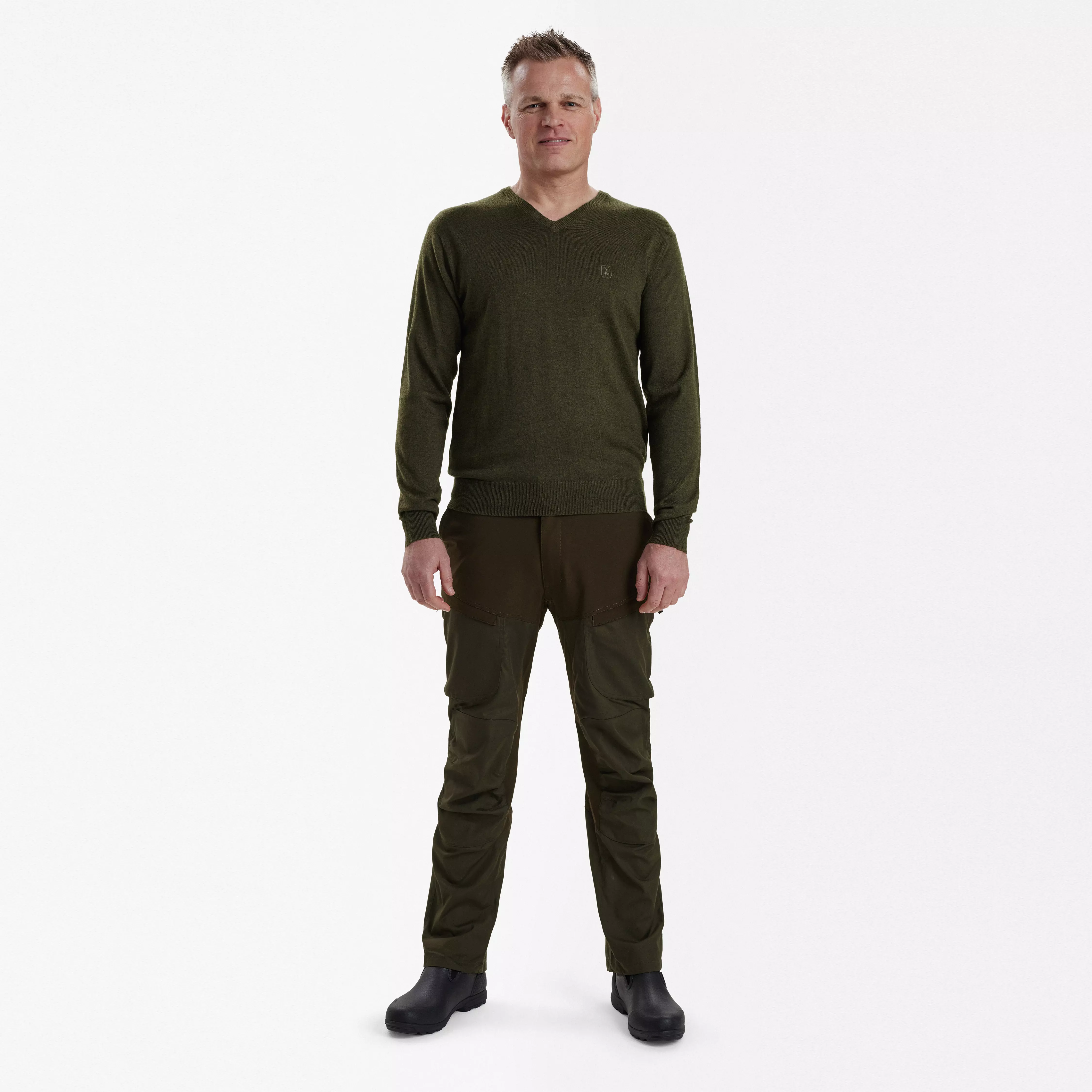 Kingston Pullover mit V-Ausschnitt - Green Melange