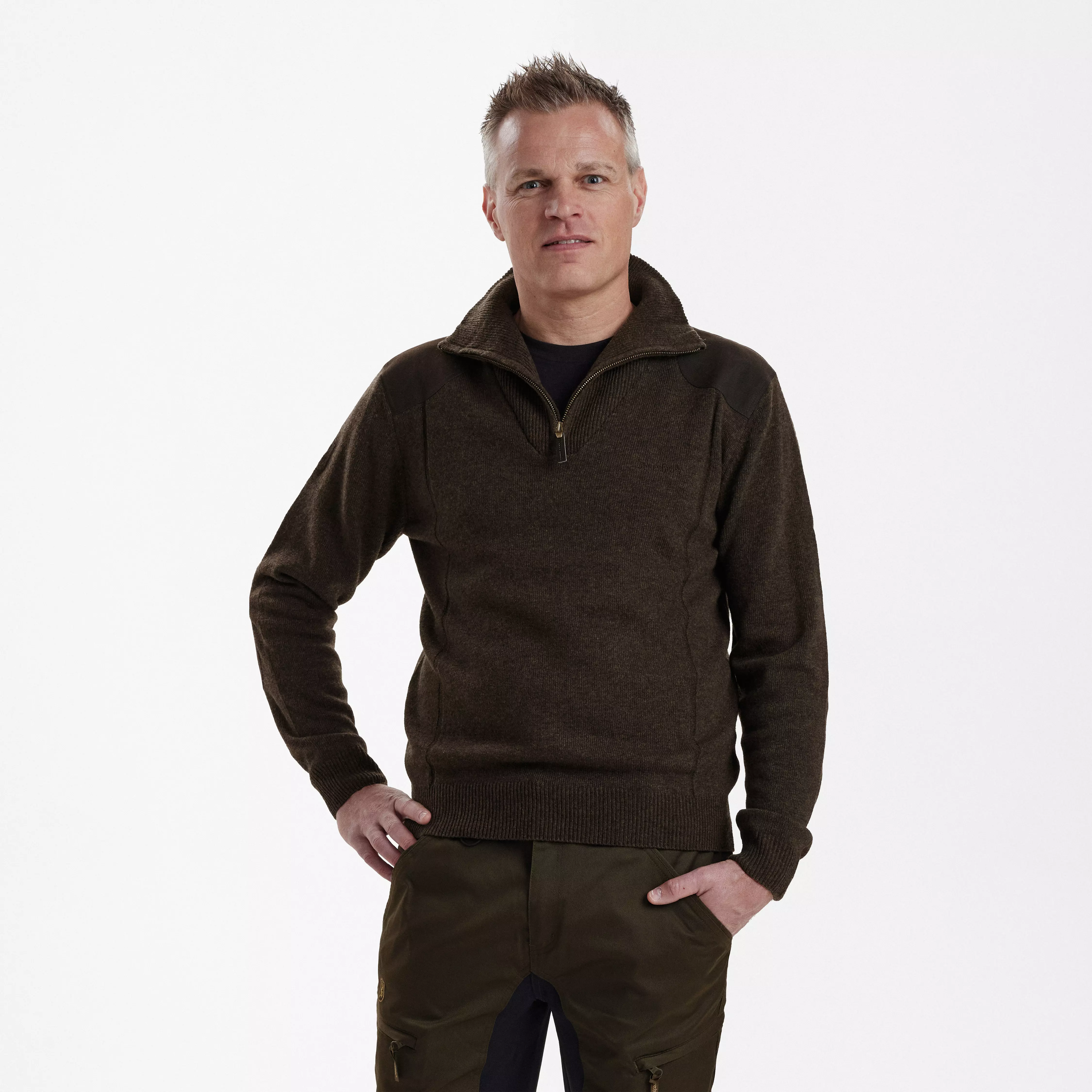 Sheffield Strick mit Reissverschluss - Dark Elm