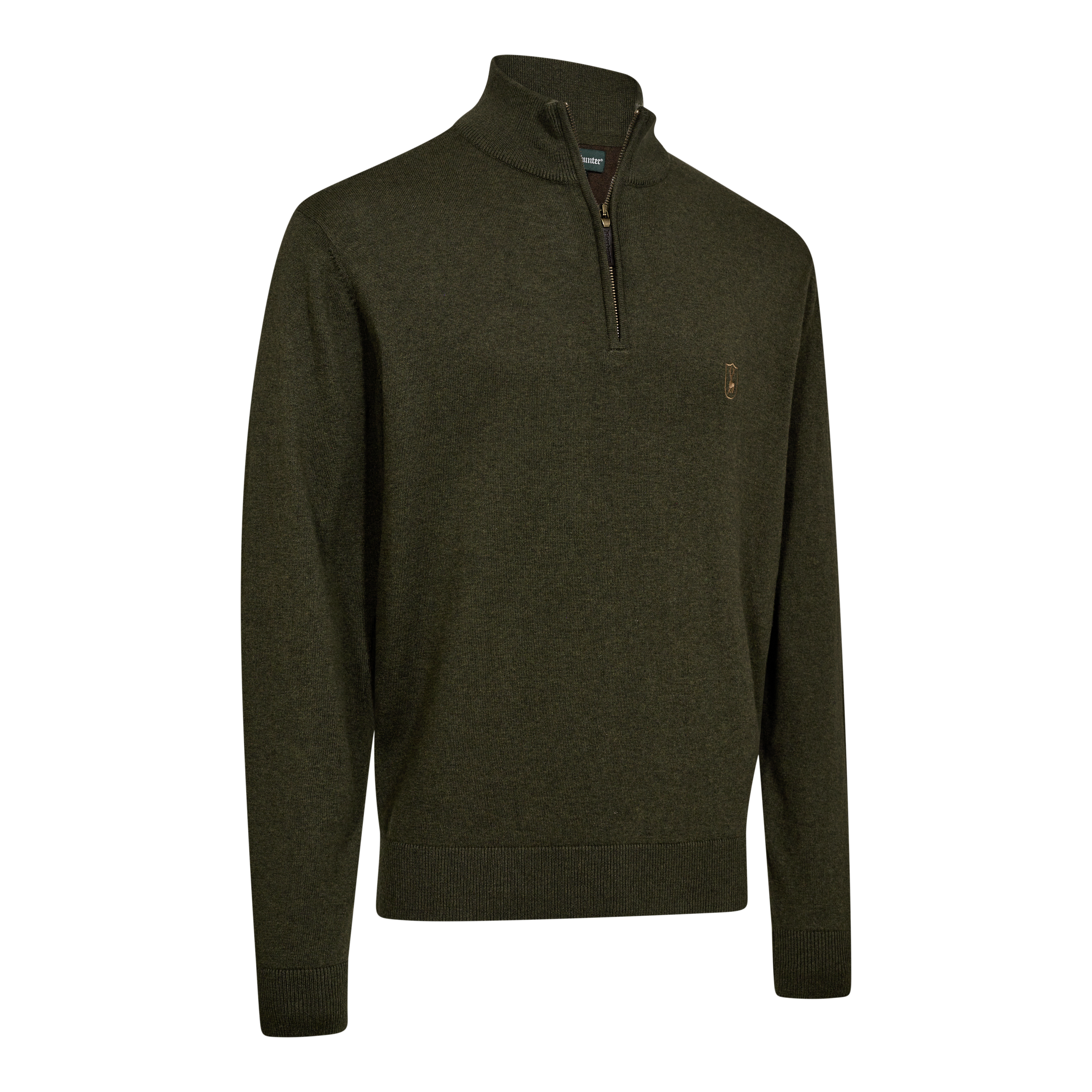 Harrington 1/2-Zip Strickpullover - Forest Ember Melange