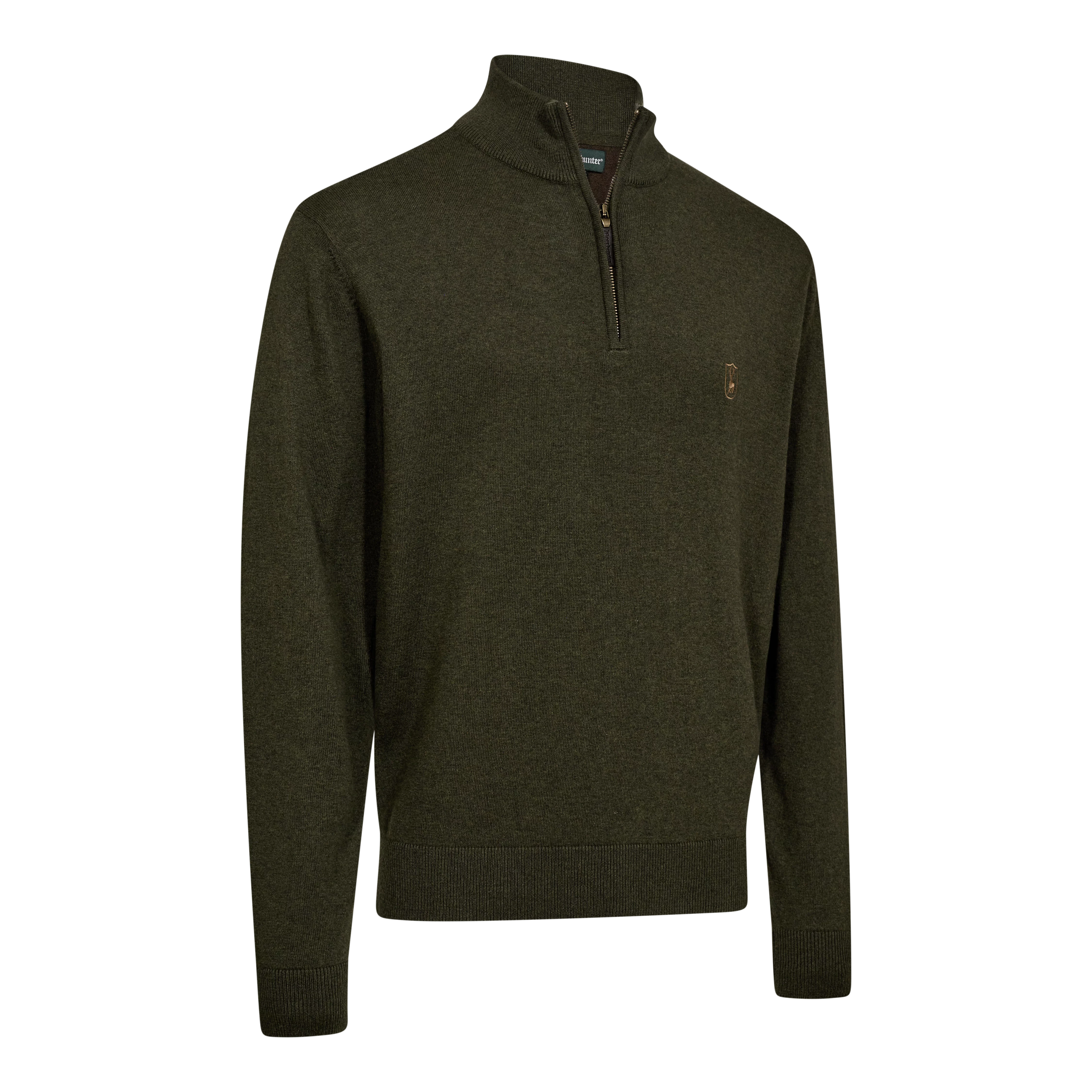 Harrington 1/2-Zip Strickpullover - Forest Ember Melange