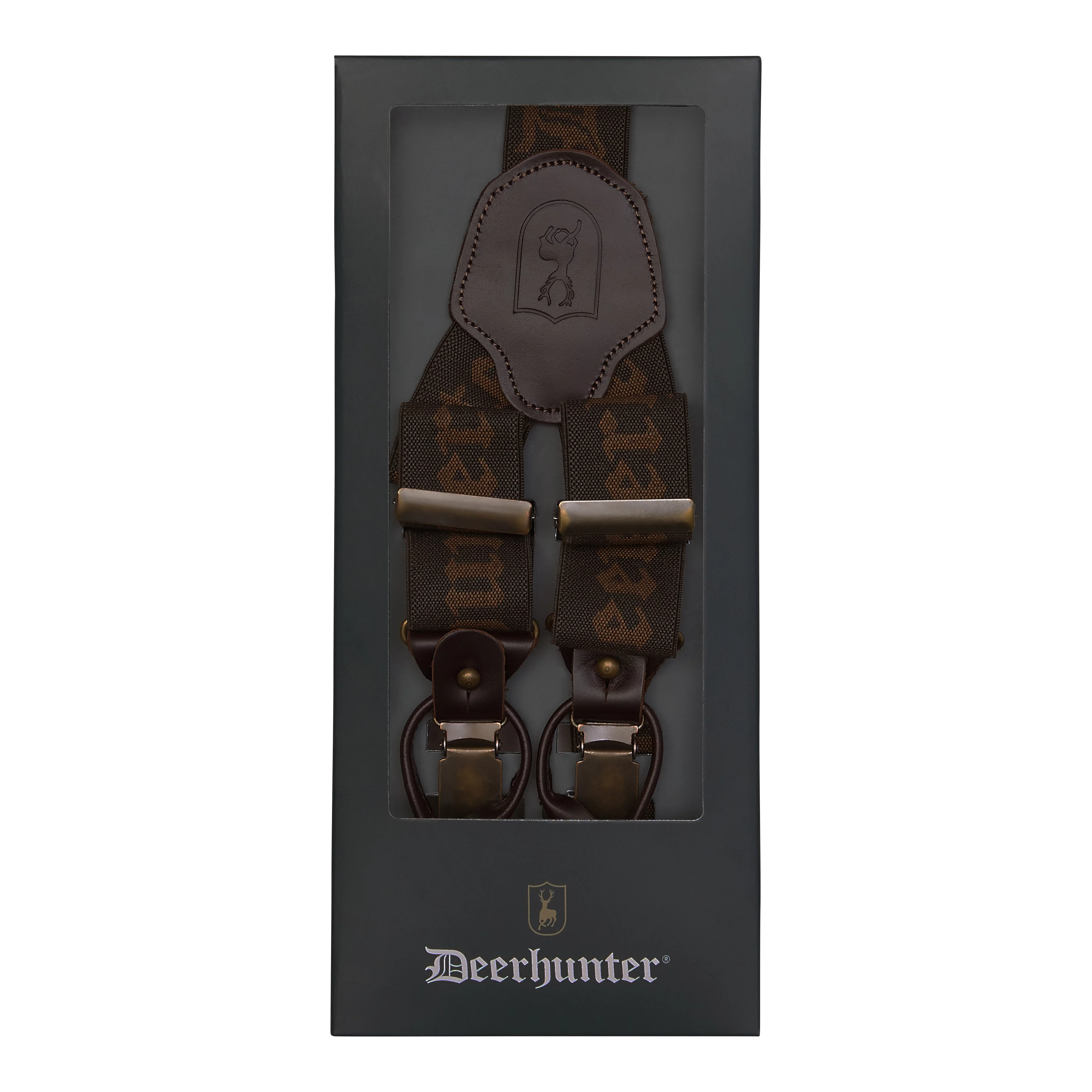 Kombi Hosenträge, Knöpfe un Clipse - Walnut Kombi Hosenträge, Knöpfe un Clipse - Walnut