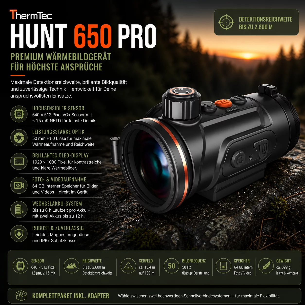 ThermTec Hunt 650 Pro Komplettpaket inkl. Adapter
