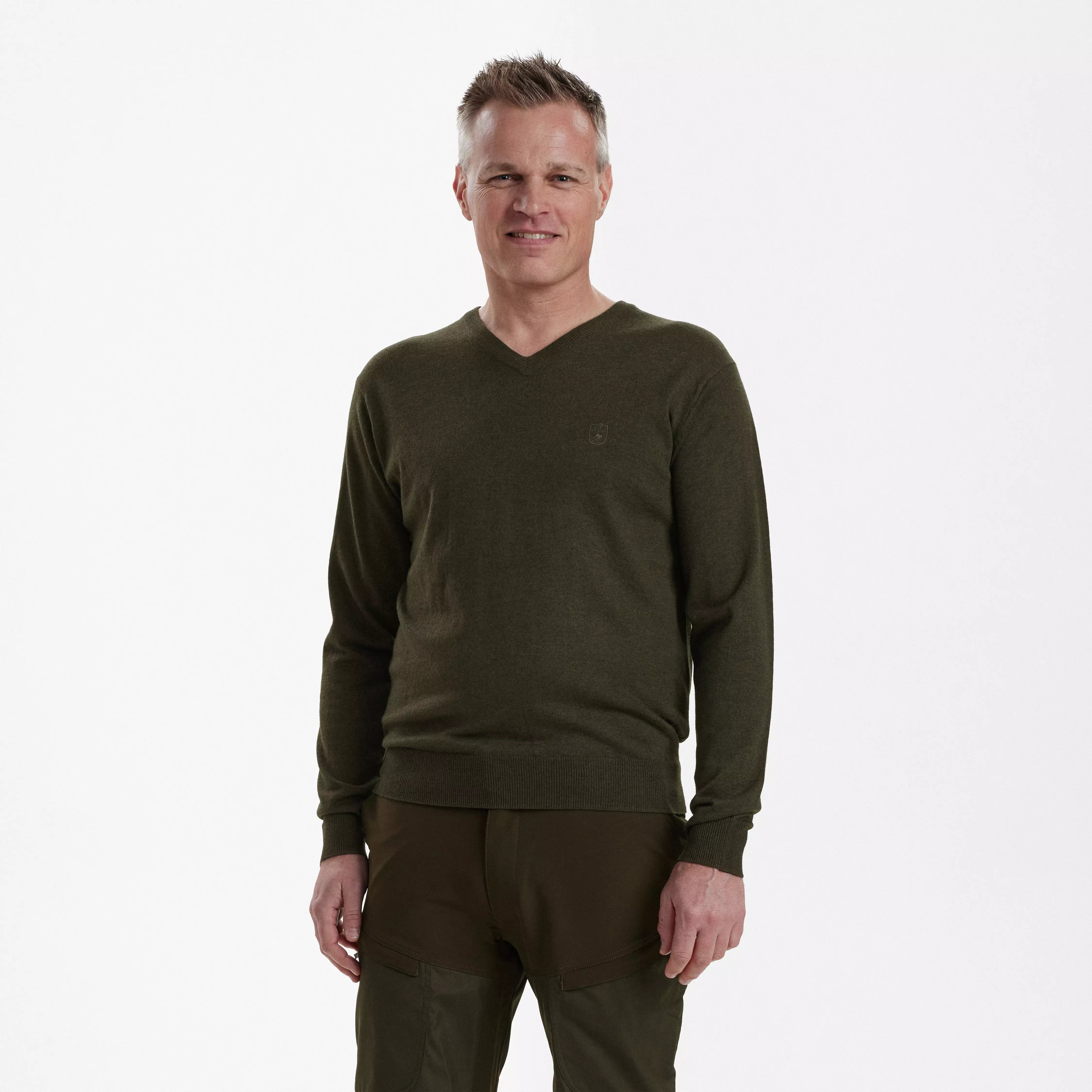 Kingston Pullover mit V-Ausschnitt - Green Melange
