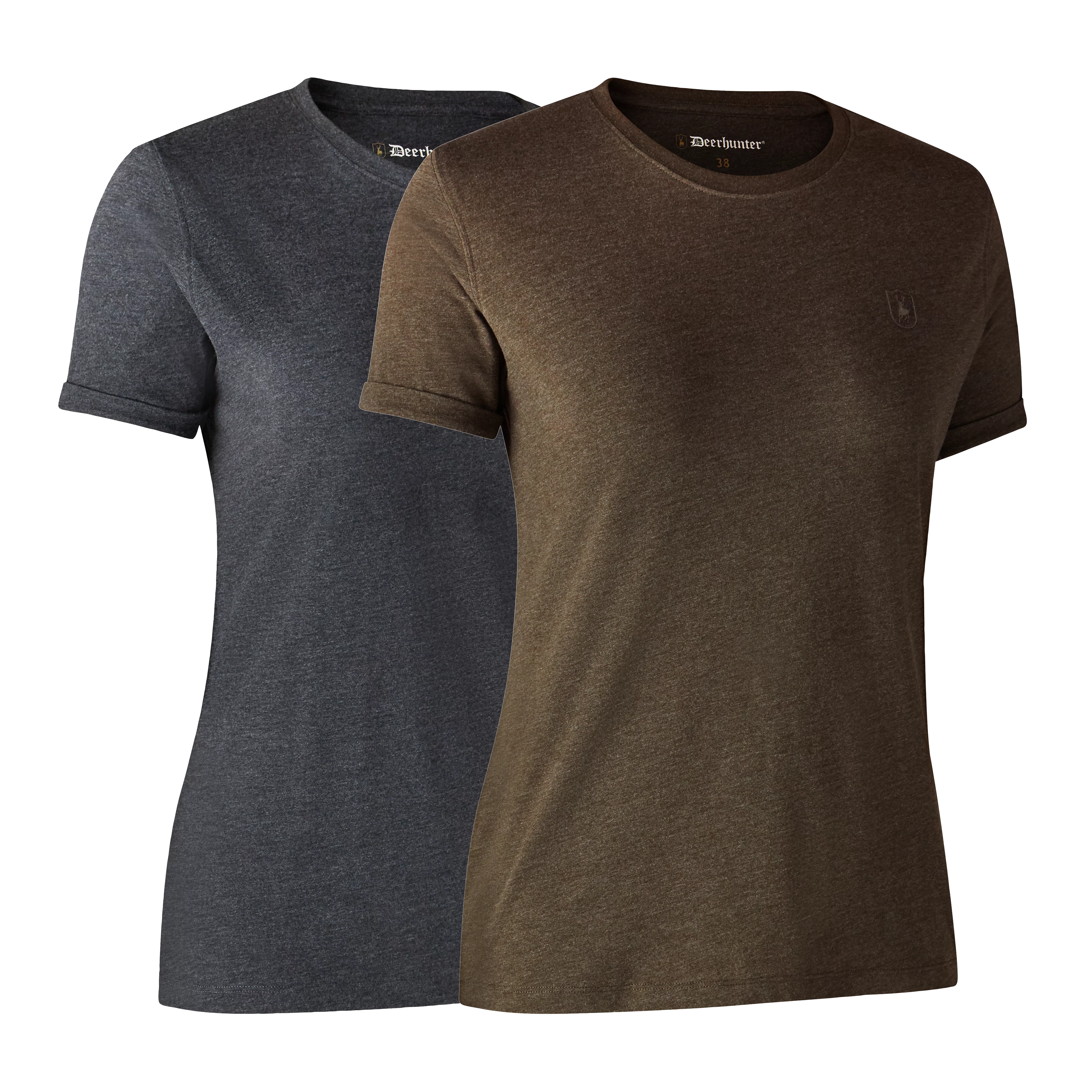 Ladies Basis T-shirt im 2er-Pack - Brown Leaf Melange
