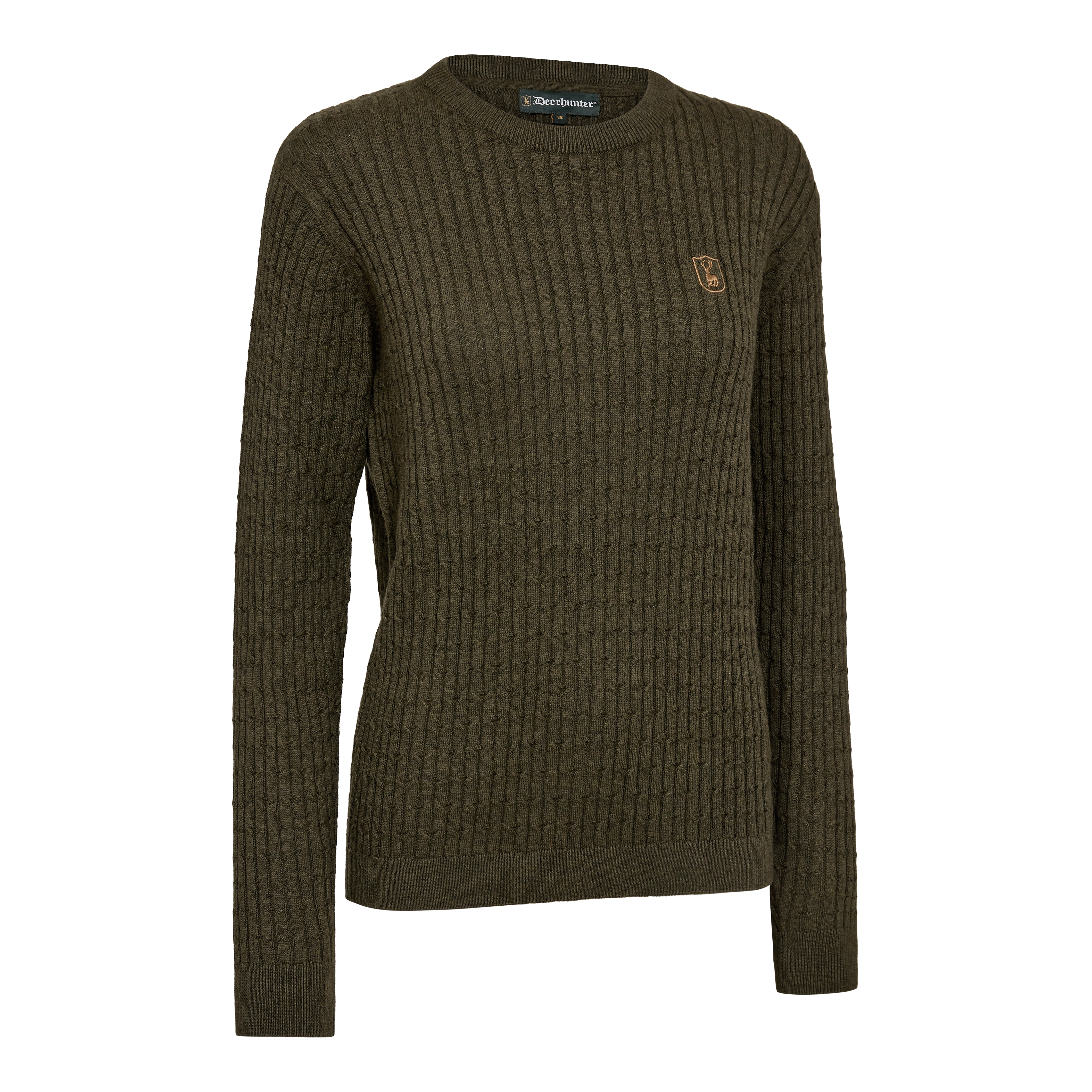 Lady Harrington Zopfmuster Strickpullover - Forest Ember Melange