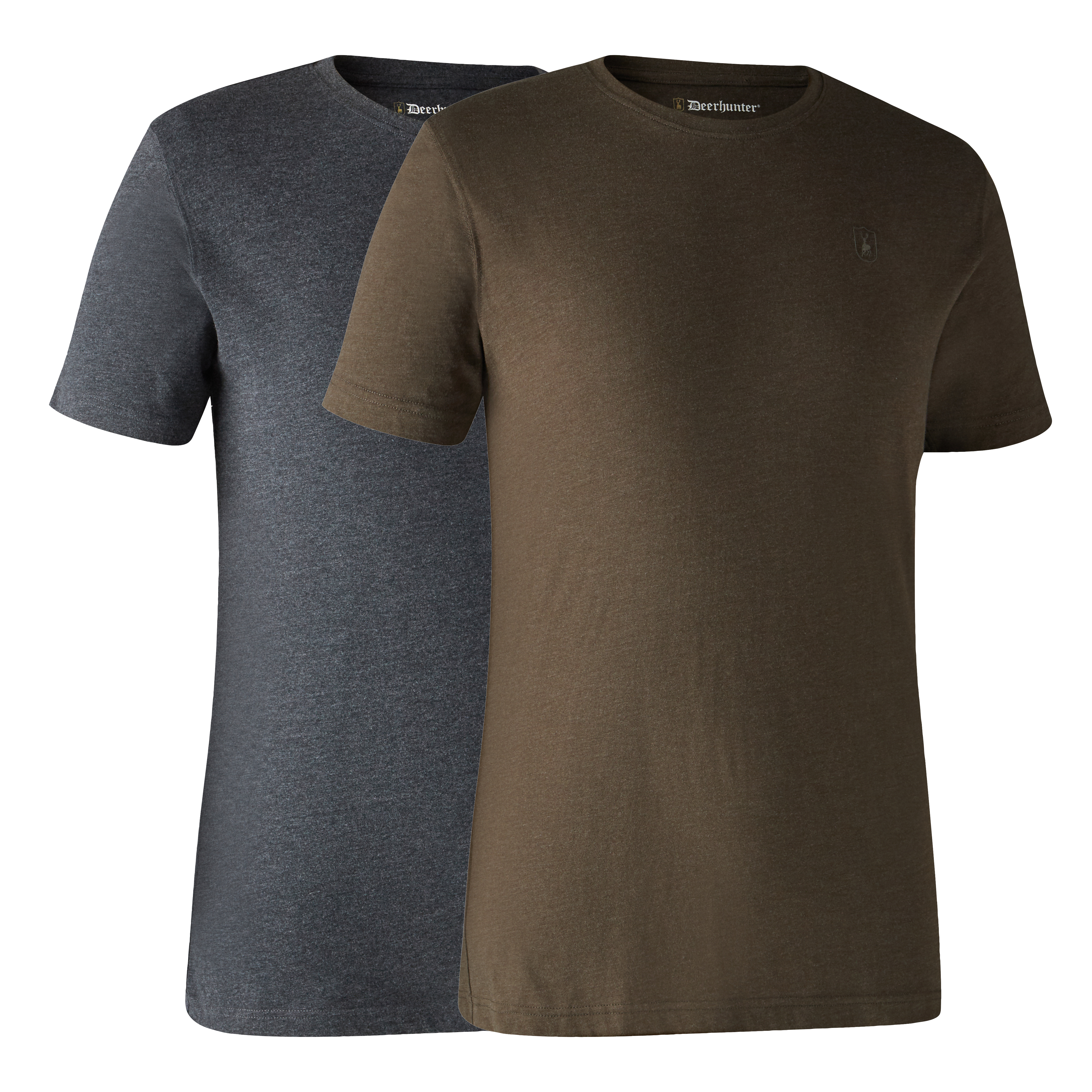 Basic T-Shirt im 2er-Pack - Brown Leaf Melange
