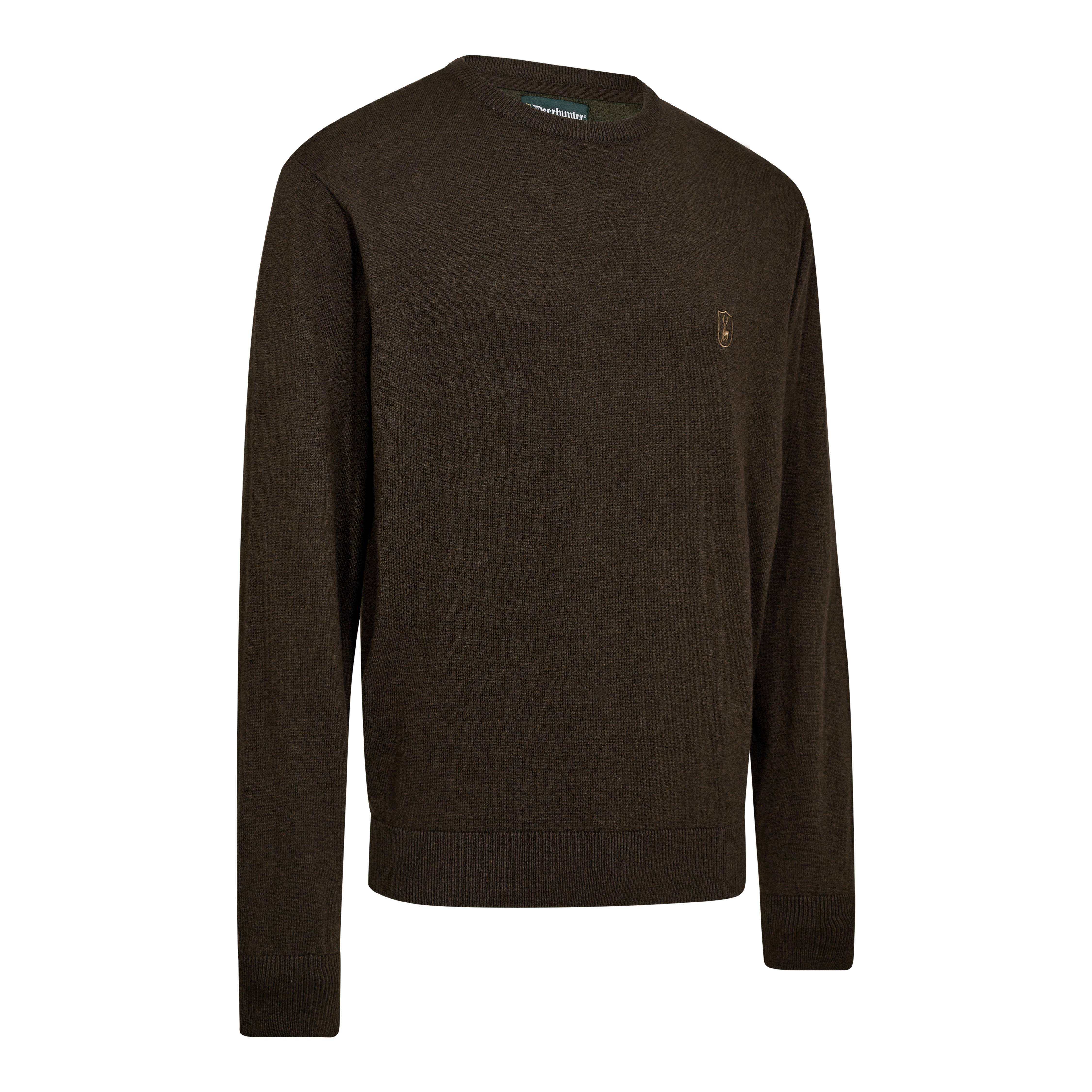 Harrington Strickpullover mit Rundhalsausschnitt - Brown Melange