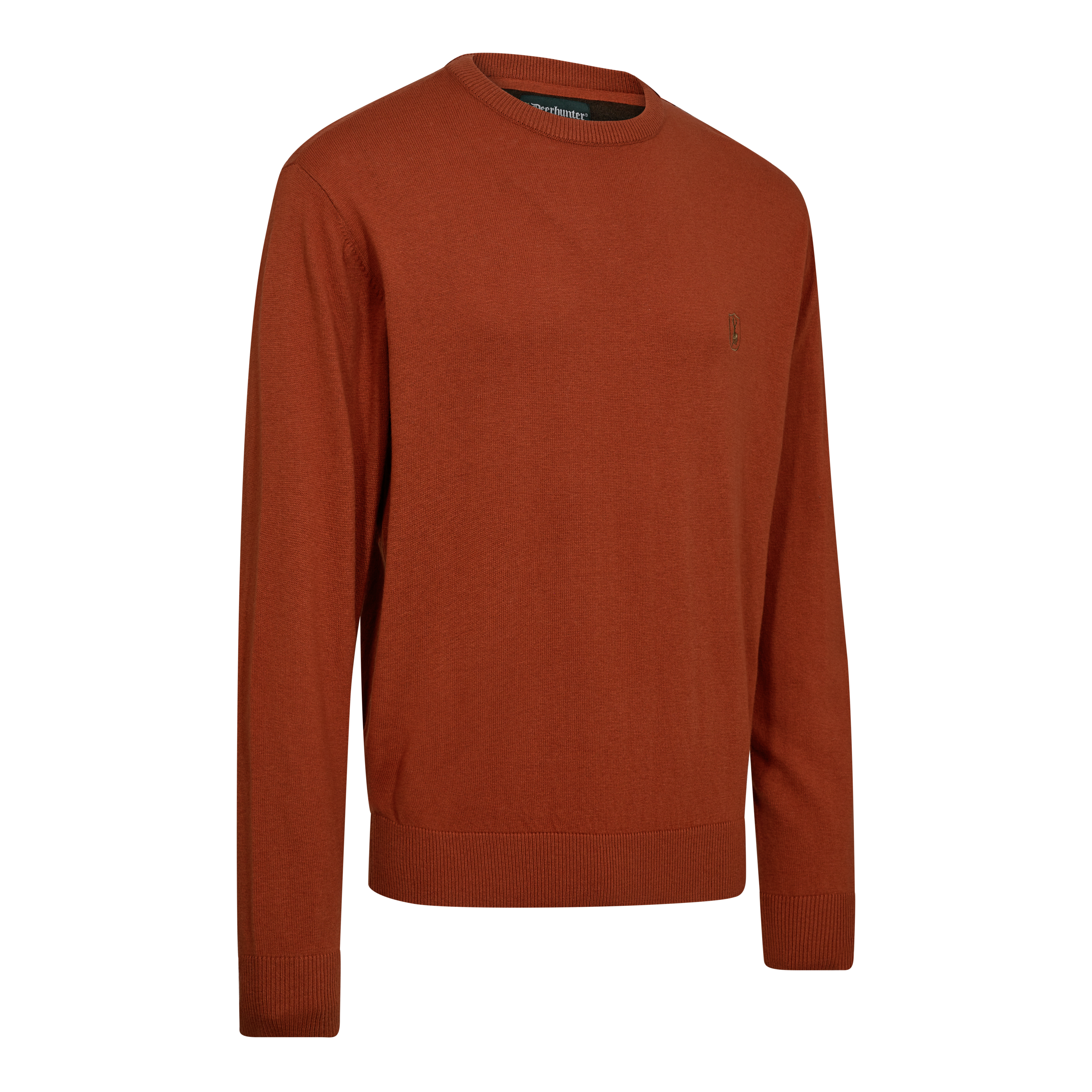 Harrington Strickpullover mit Rundhalsausschnitt - Oak Rust Melange