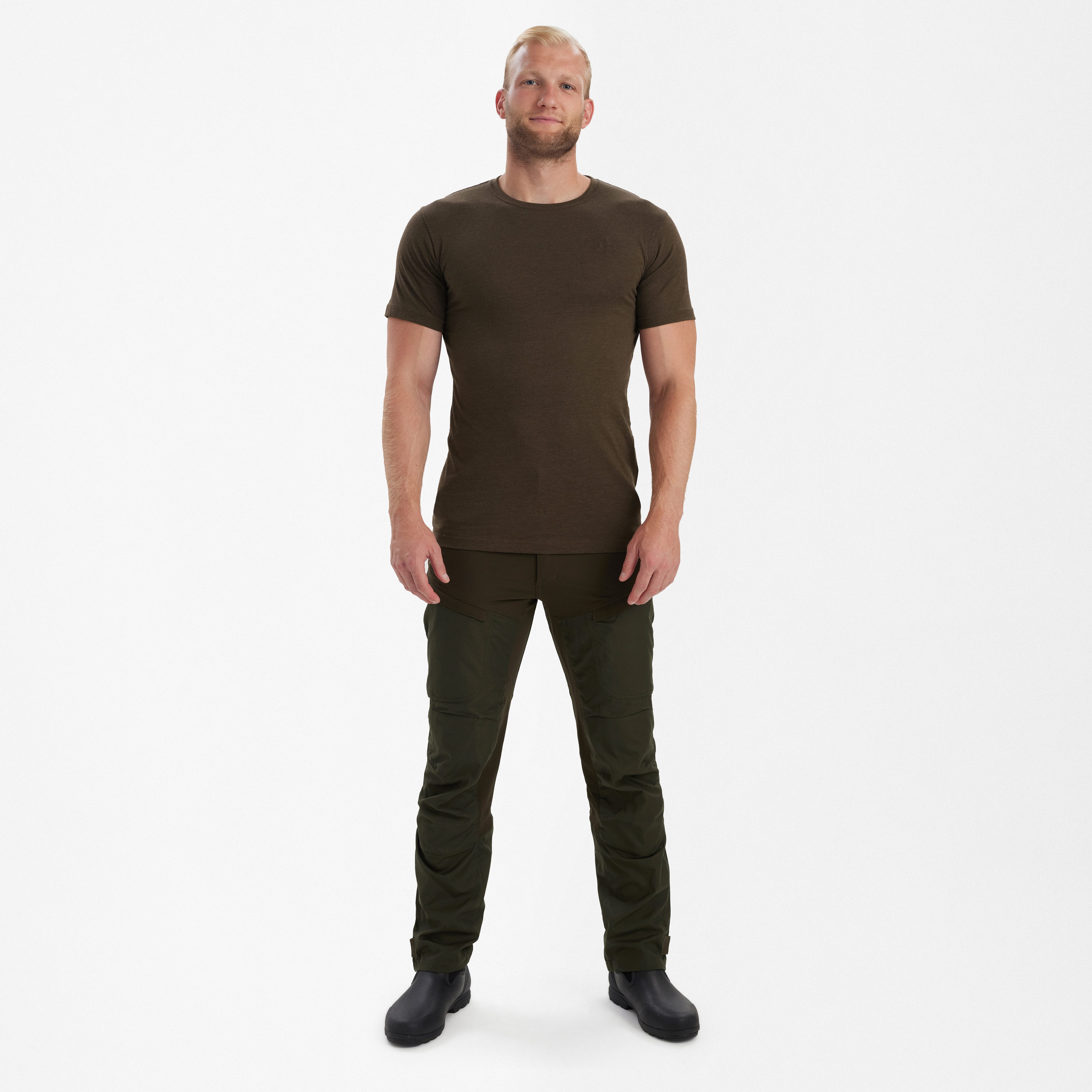Basic T-Shirt im 2er-Pack - Brown Leaf Melange