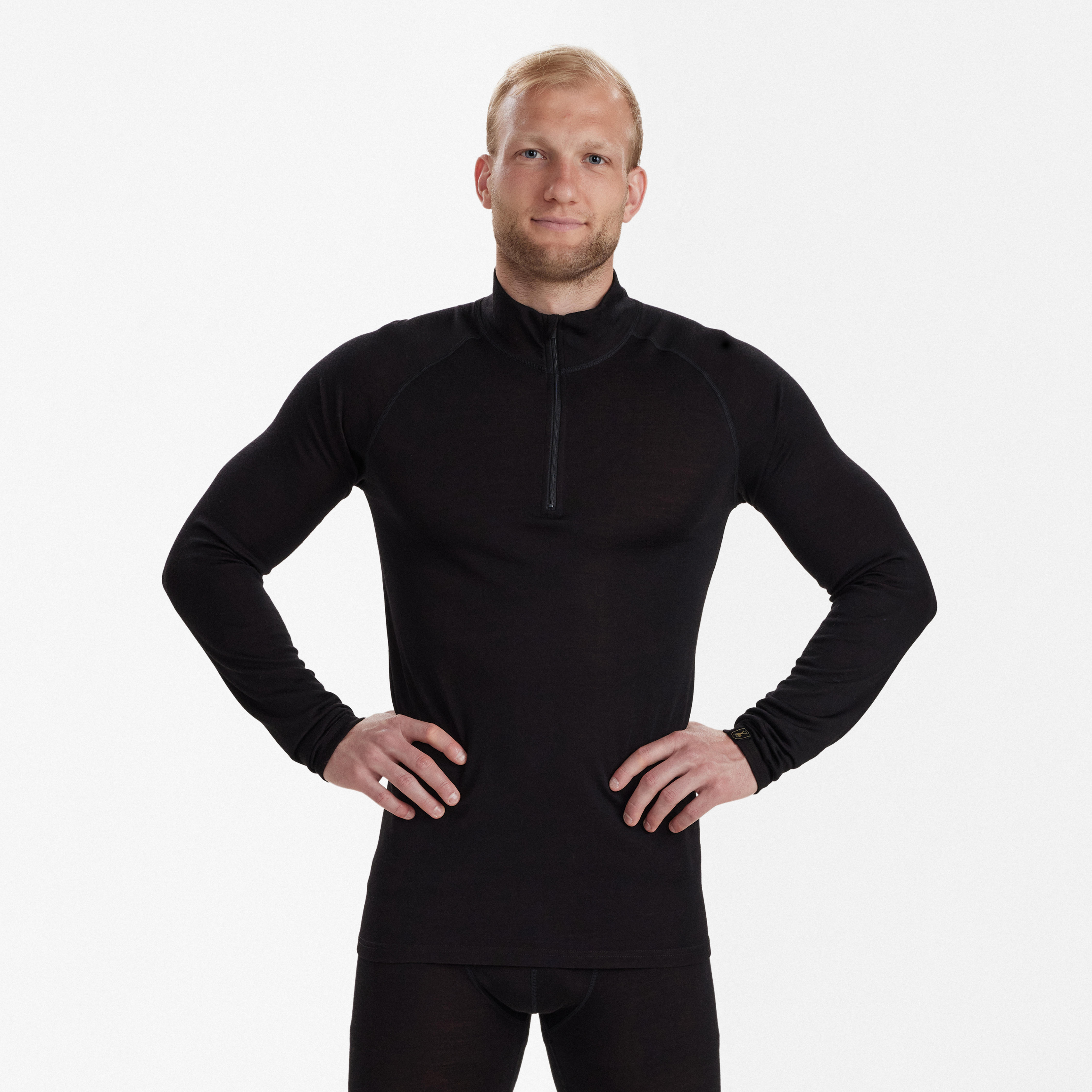 Quinn Merino-Unterhemd mit ½-Reißverschluss - Black Oak