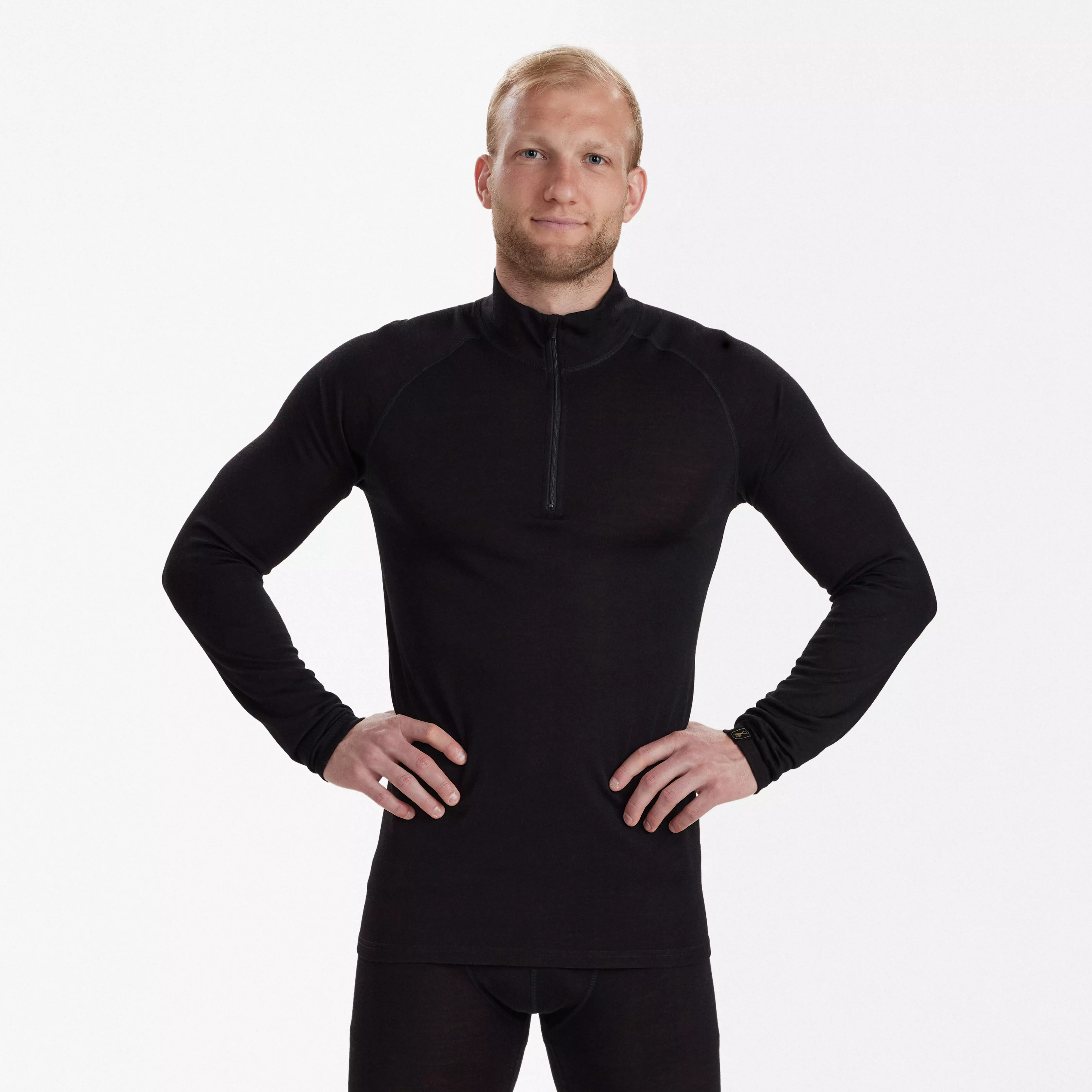 Quinn Merino-Unterhemd mit ½-Reißverschluss - Black Oak