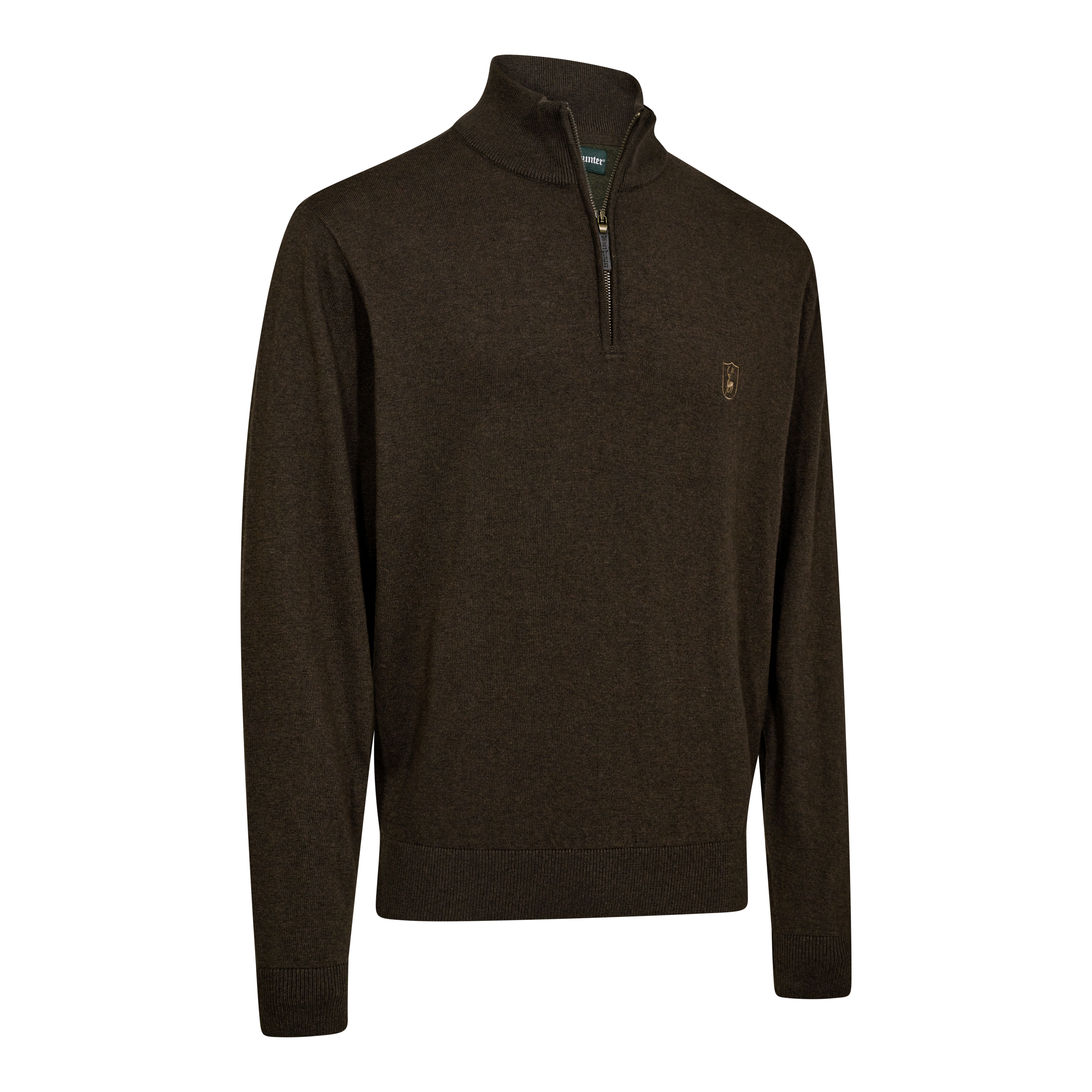 Harrington 1/2-Zip Strickpullover - Brown Melange