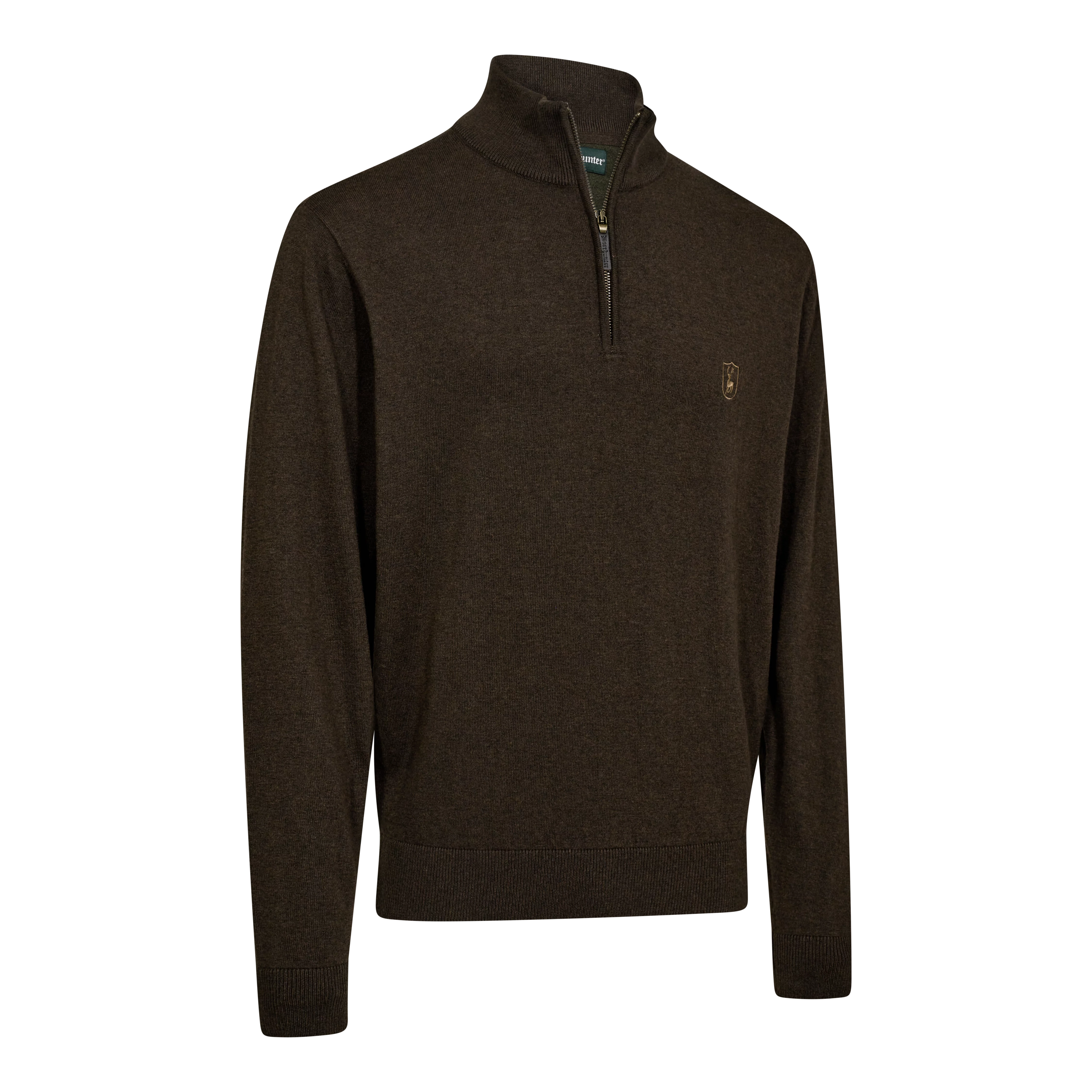 Harrington 1/2-Zip Strickpullover - Brown Melange