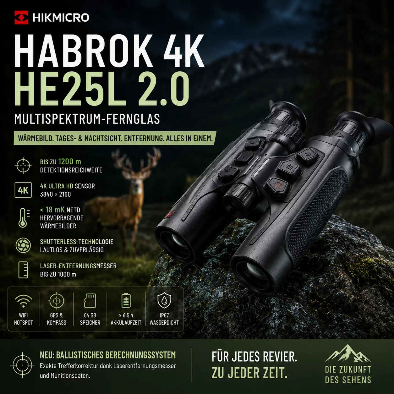 HIKMICRO Binocular Habrok 4K HE25L 2.0 5.5-22x60