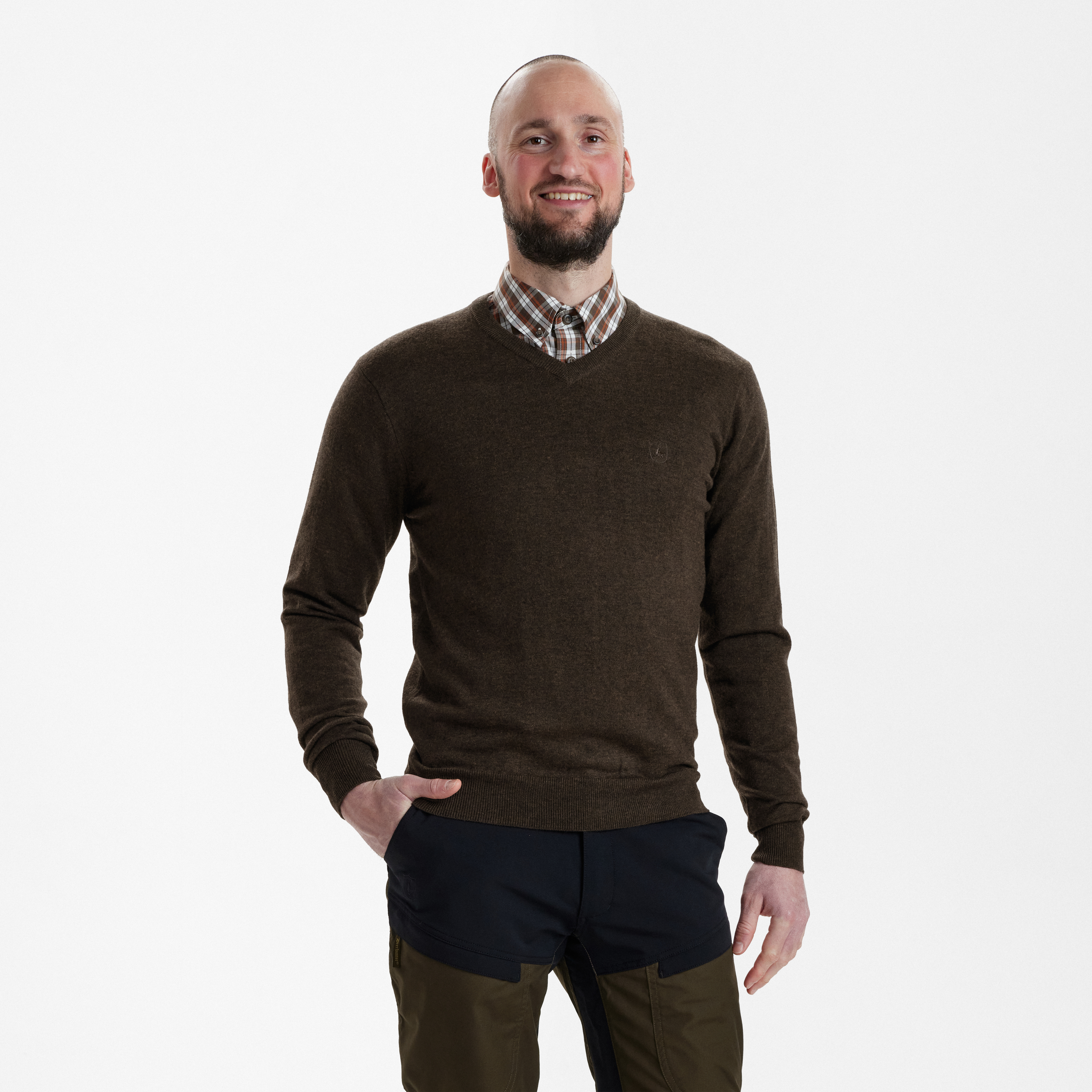 Kingston Pullover mit V-Ausschnitt - Dark Elm