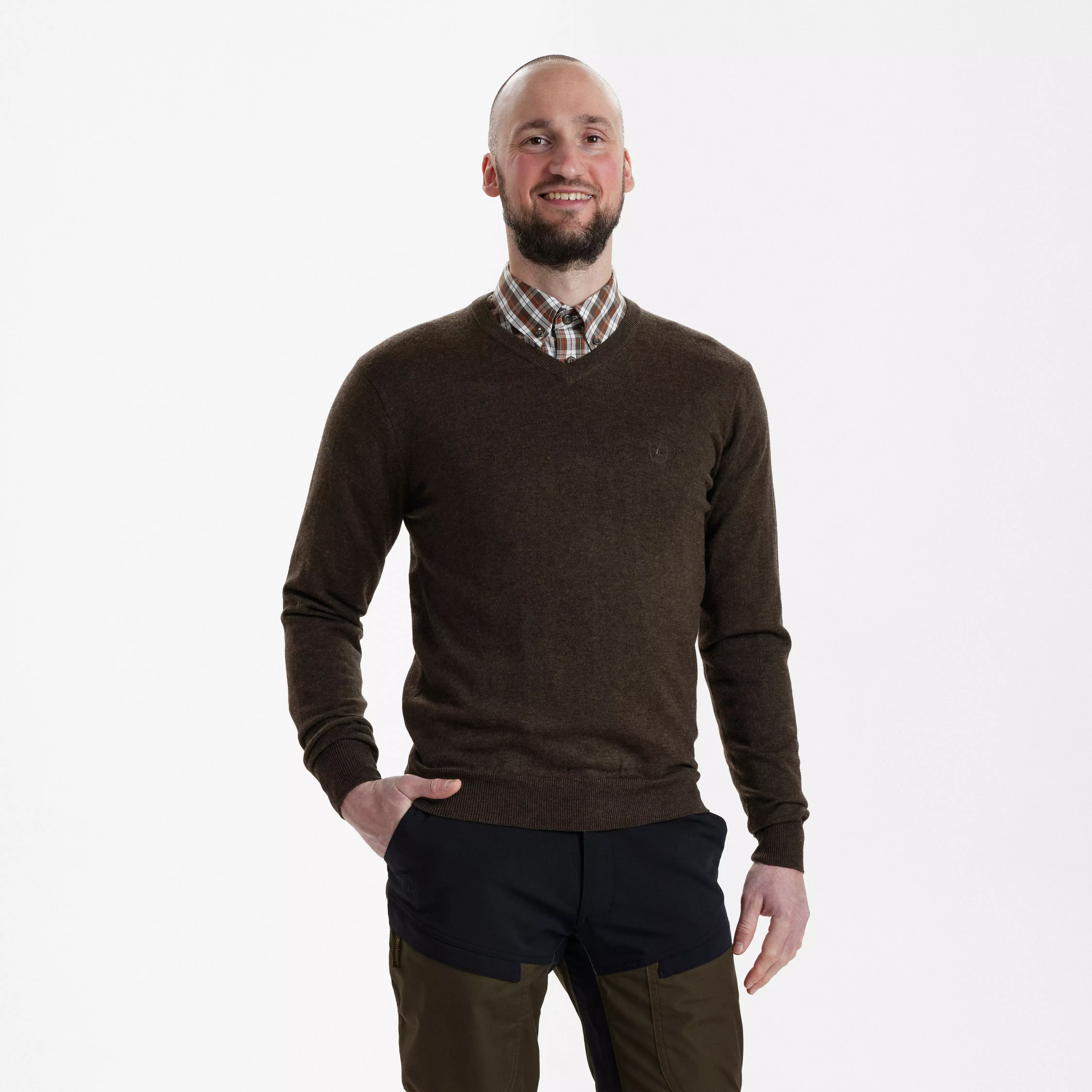 Kingston Pullover mit V-Ausschnitt - Dark Elm