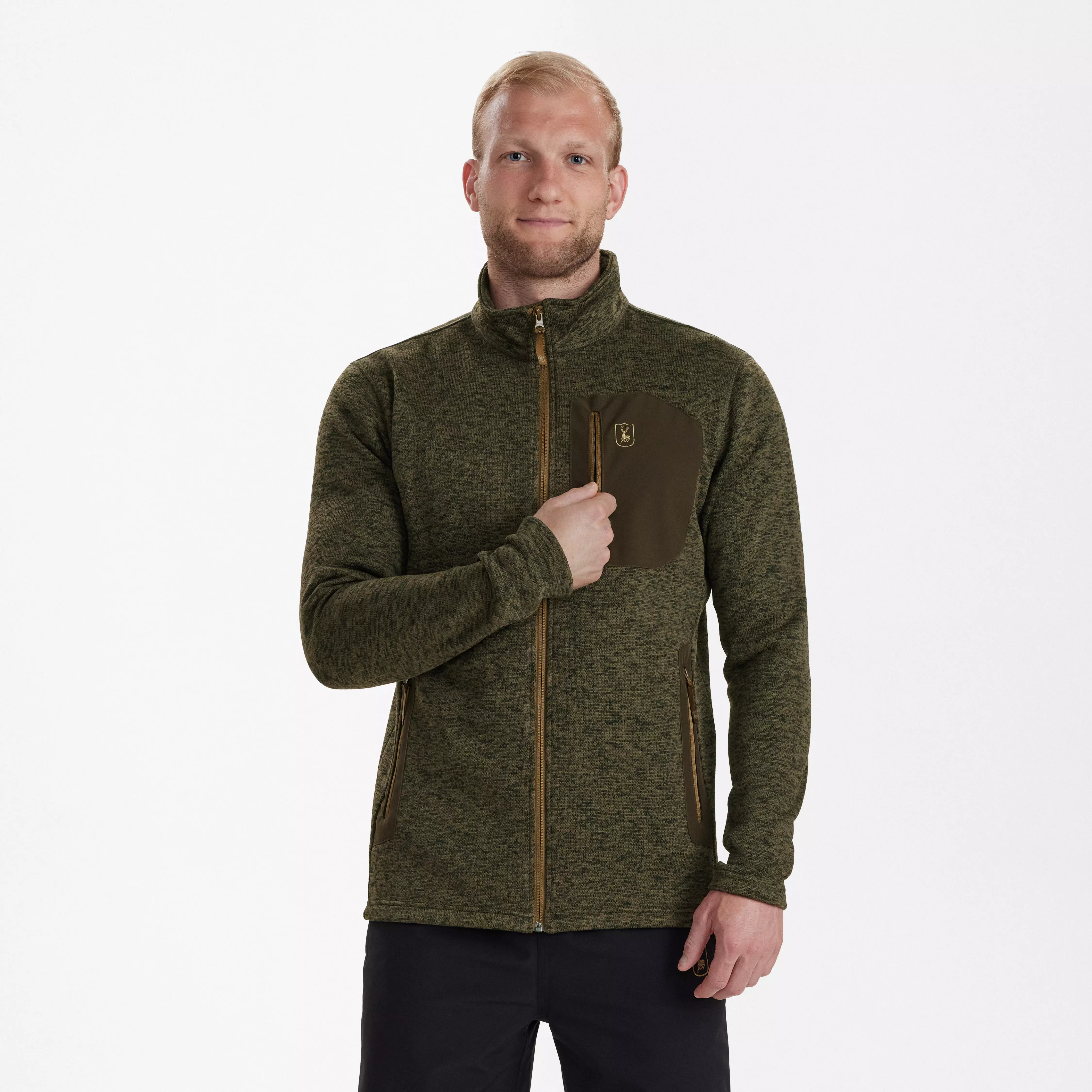Sarek Strickjacke - Olive Night melange