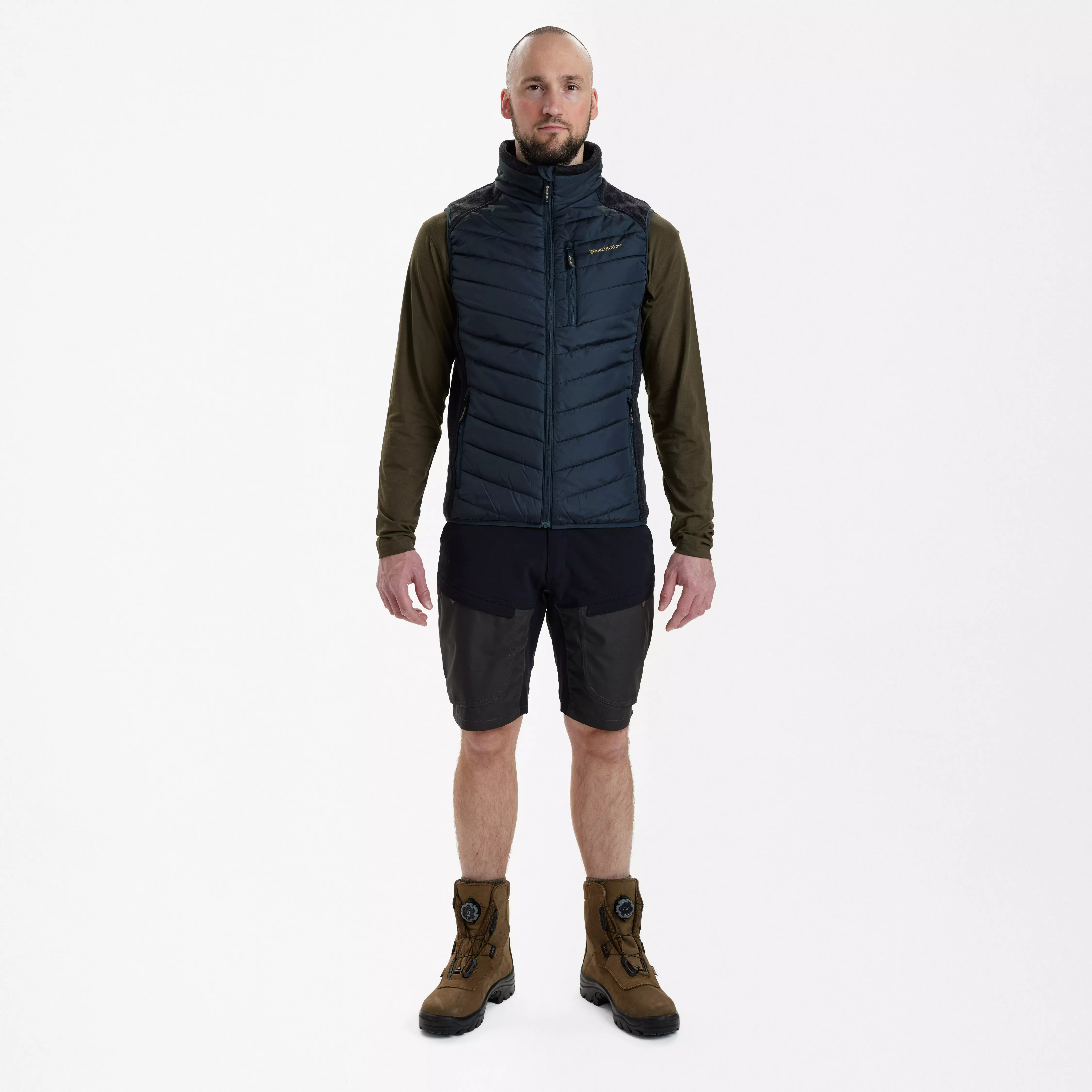 Moor Wattierte Weste mit Strick - Dark Blue