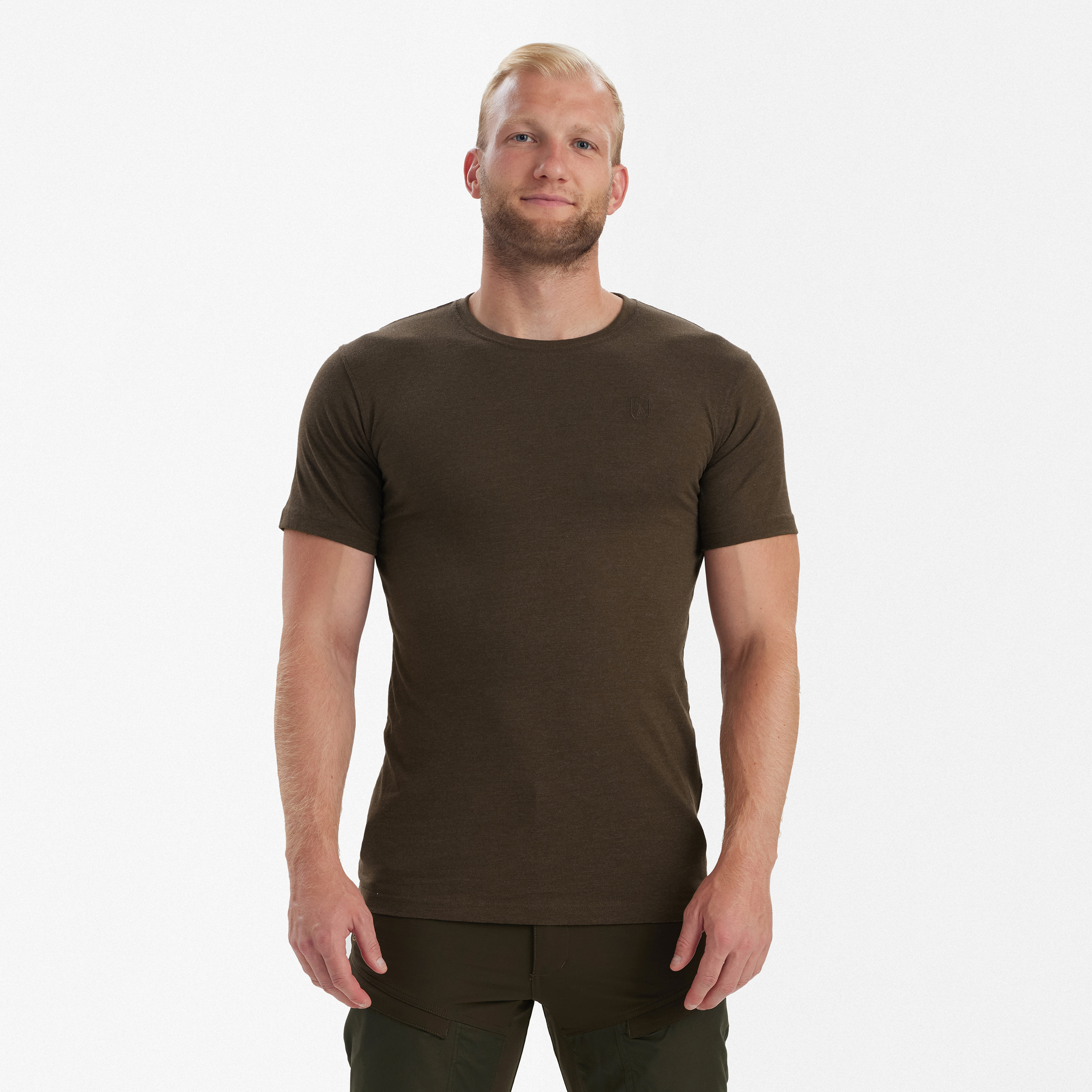 Basic T-Shirt im 2er-Pack - Brown Leaf Melange