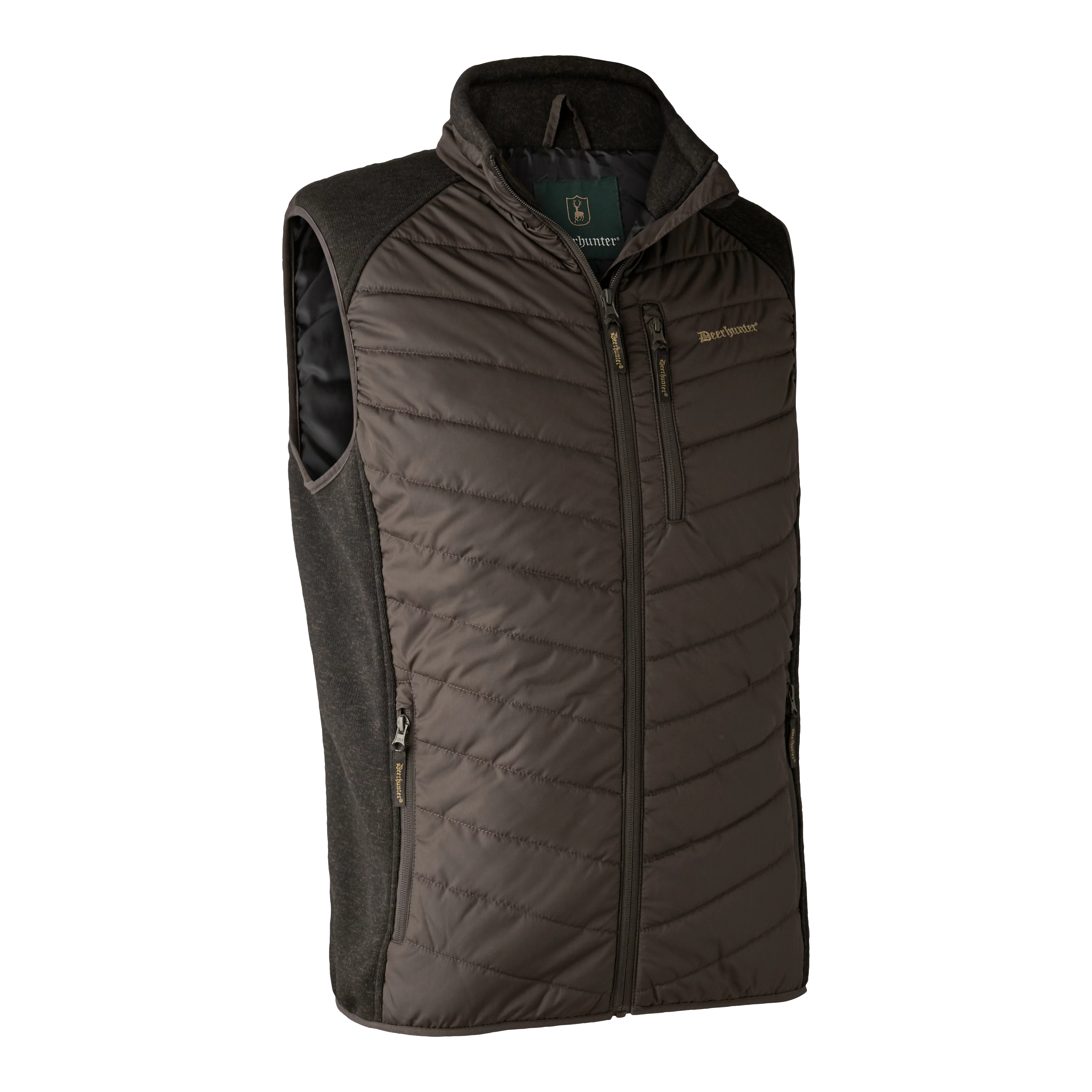 Moor Wattierte Weste mit Strick - Brown Leaf