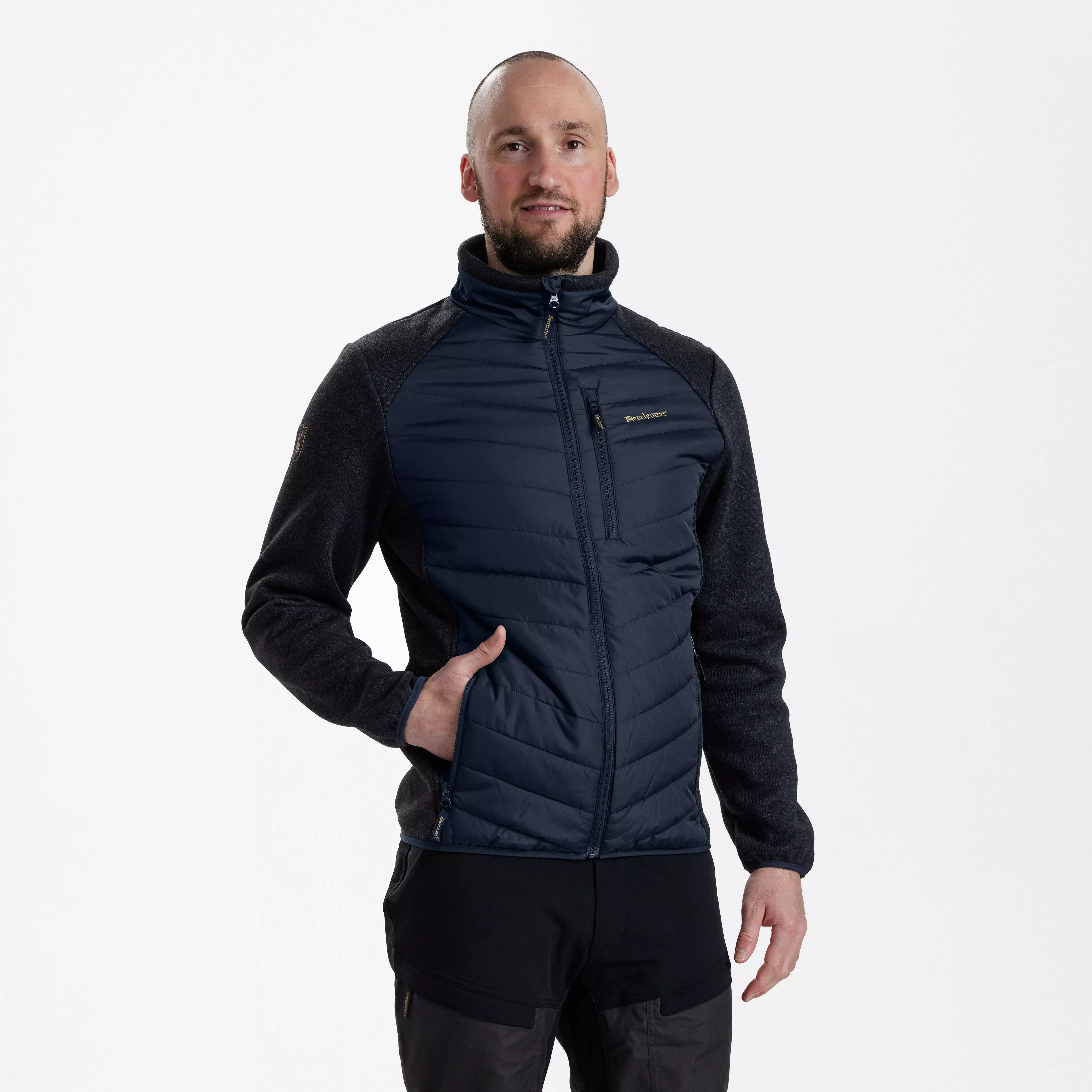 Moor Wattierte Jacke mit Strick - Dark Blue Moor Wattierte Jacke mit Strick - Dark Blue