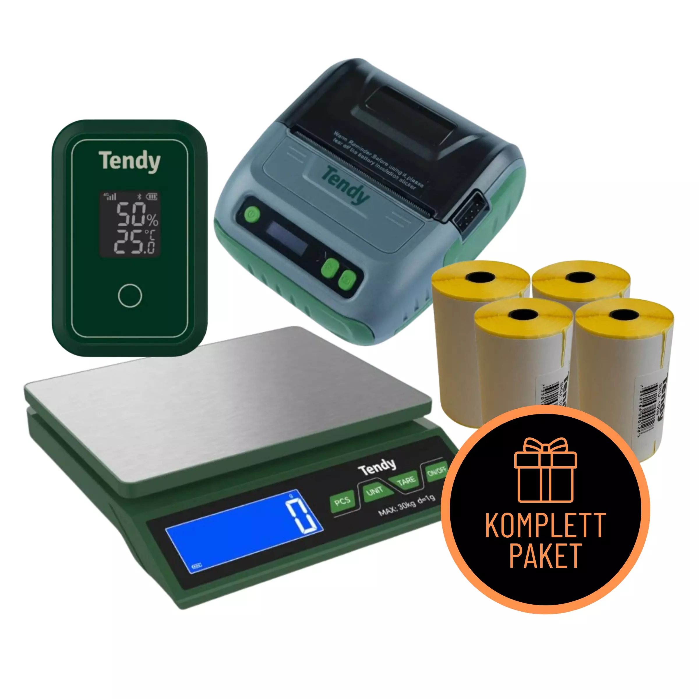 Tendy Wildbretverarbeitung Set 3 (Tischwaage + Etikettendrucker inkl. Etiketten + 4G Reifetimer)