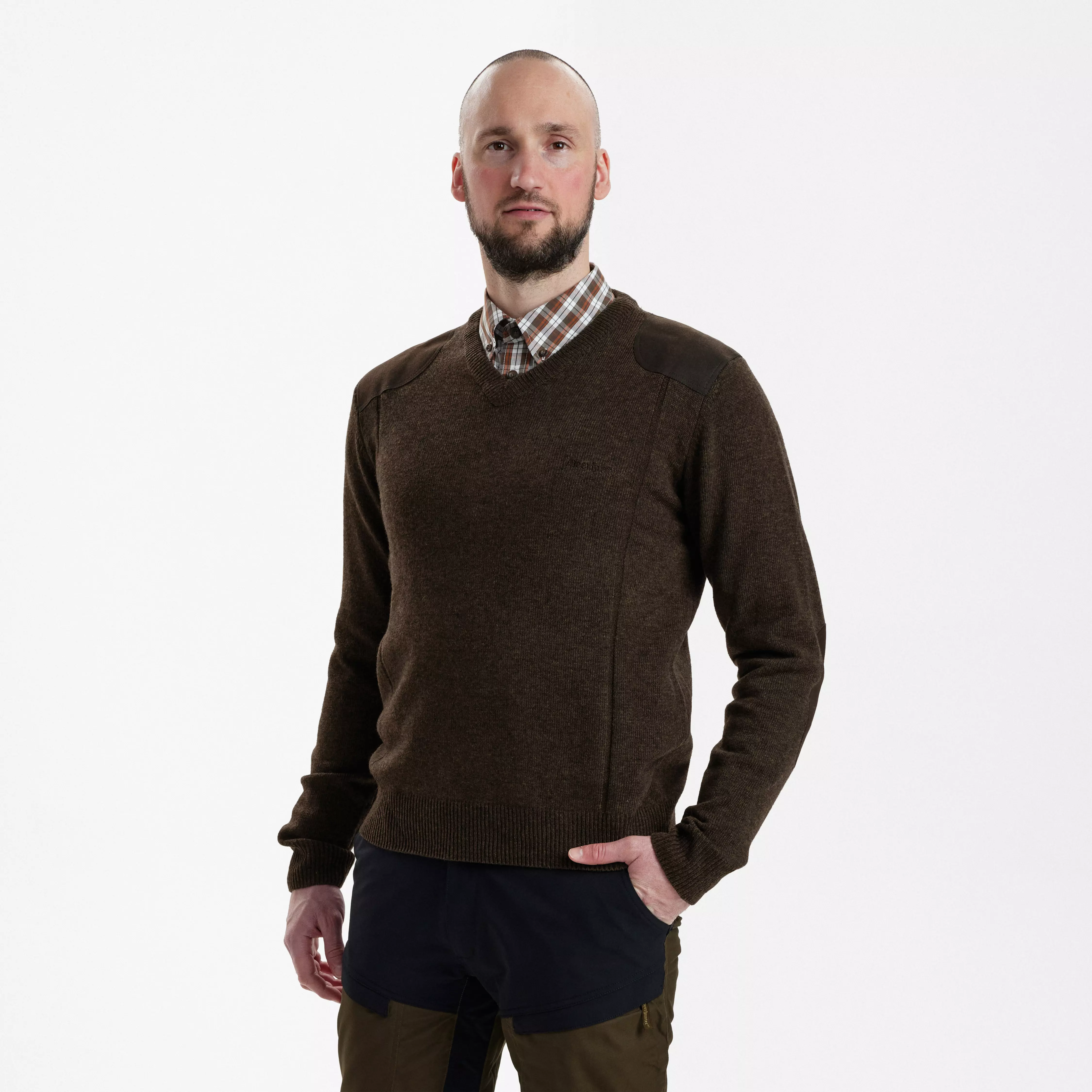 Sheffield Pullover mit V-Ausschnitt - Dark Elm