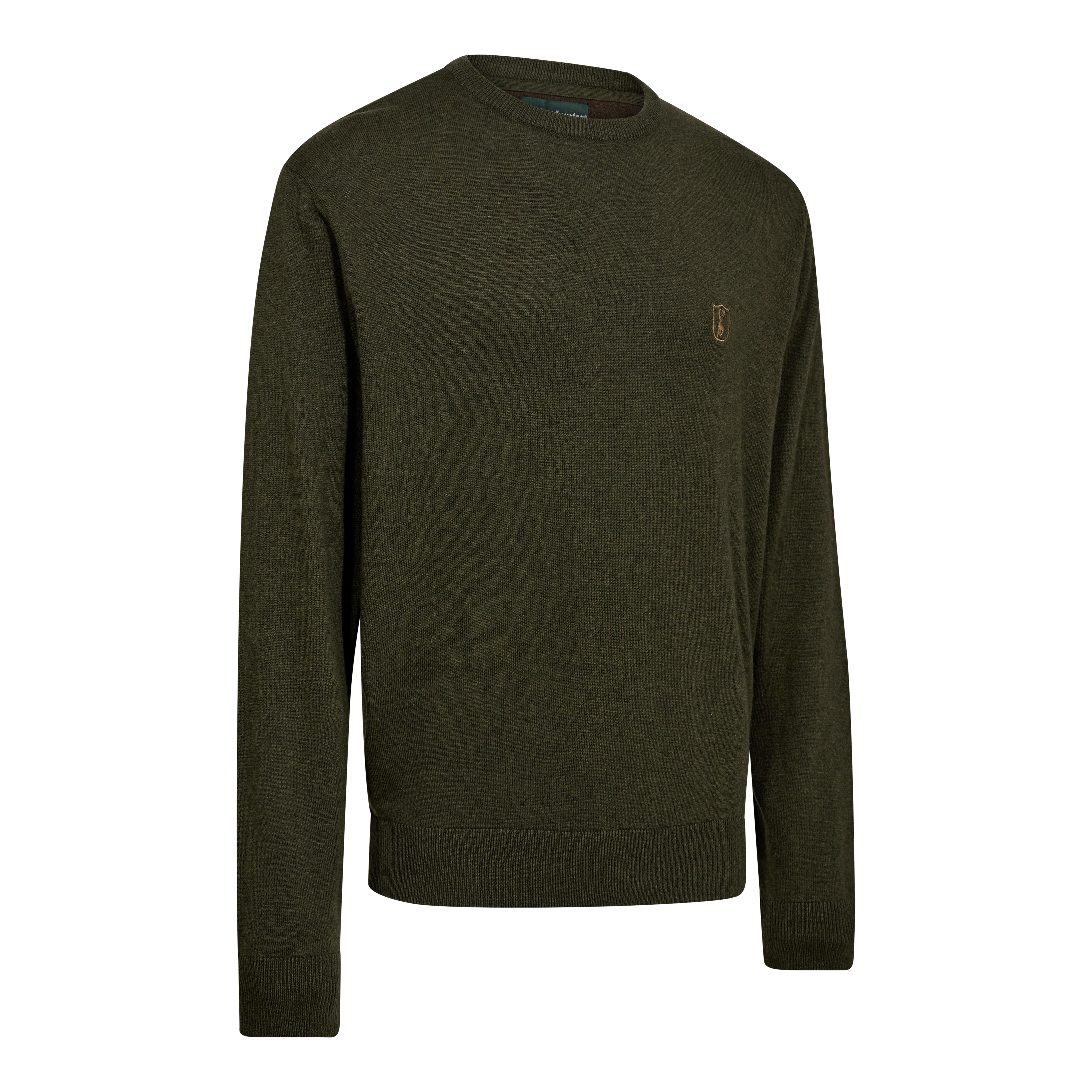 Harrington Strickpullover mit Rundhalsausschnitt - Forest Ember Melange