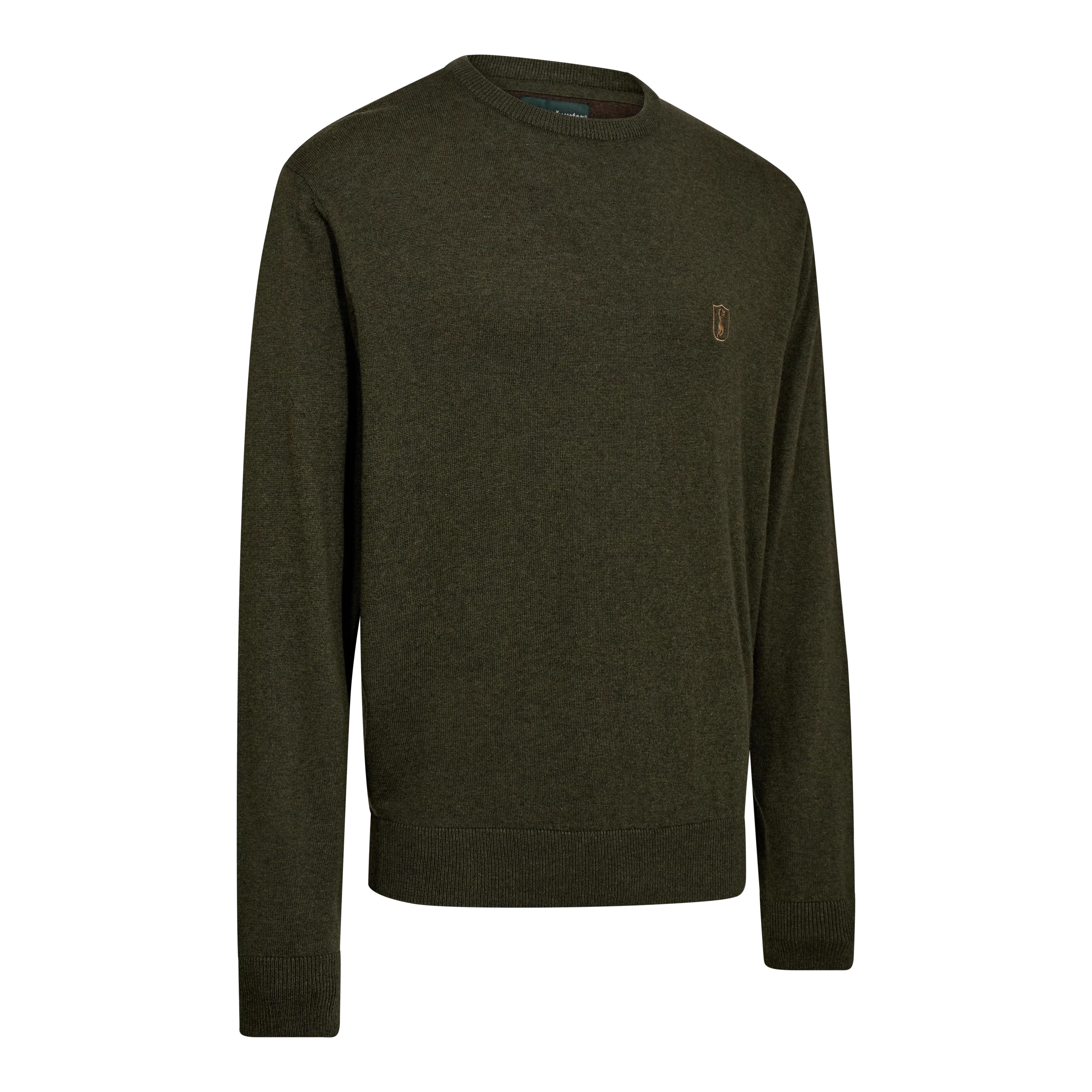 Harrington Strickpullover mit Rundhalsausschnitt - Forest Ember Melange