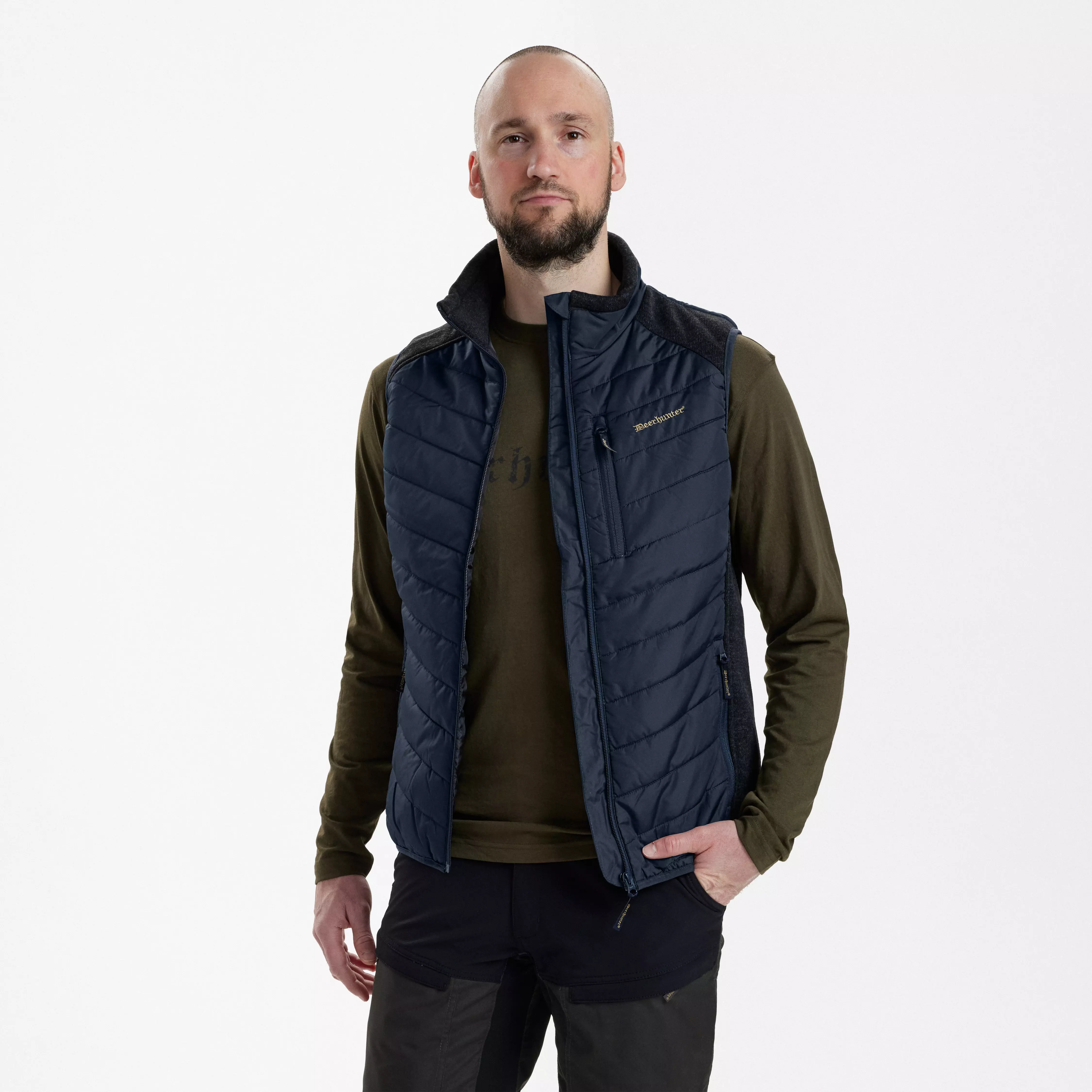 Moor Wattierte Weste mit Strick - Dark Blue