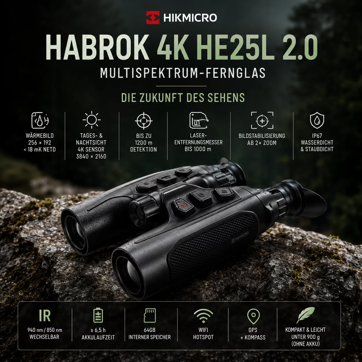 HIKMICRO Binocular Habrok 4K HE25L 2.0 5.5-22x60
